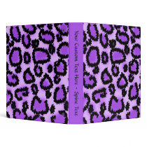 Purple and Black Leopard Print Pattern. 3 Ring Binders