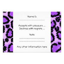 Purple and Black Leopard Print Pattern. Custom Invitation