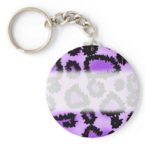 Purple and Black Leopard Print Pattern. Key Chains