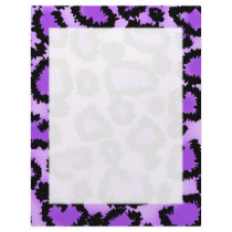 Purple and Black Leopard Print Pattern. Custom Letterhead