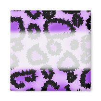 Purple and Black Leopard Print Pattern. Magnets