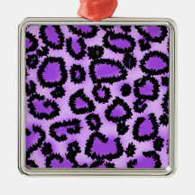 Purple and Black Leopard Print Pattern. Christmas Tree Ornaments