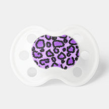Purple and Black Leopard Print Pattern. Baby Pacifier