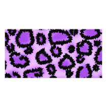 Purple and Black Leopard Print Pattern. Photo Cards