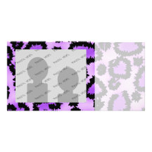 Purple and Black Leopard Print Pattern. Customized Photo Card