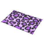 Purple and Black Leopard Print Pattern. Place Mat