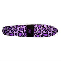 Purple and Black Leopard Print Pattern. Skate Deck
