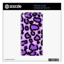 Purple and Black Leopard Print Pattern. Skin For The Iphone 4s