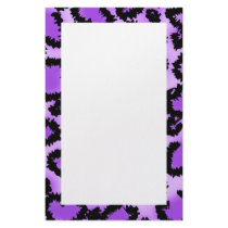 Purple and Black Leopard Print Pattern. Stationery Paper