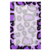 Purple and Black Leopard Print Pattern. Stationery