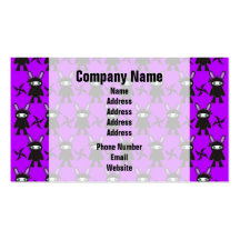 Purple and Black Ninja Bunny Pattern Business Card Template