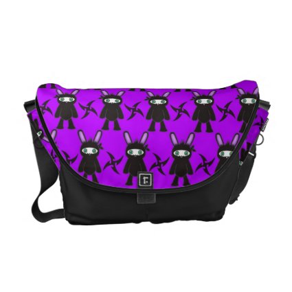 Purple and Black Ninja Bunny Pattern Courier Bags