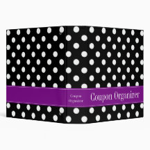 Purple and Black Polka Dot Coupon Organizer Binders