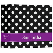 Purple and Black Polka Dot Personalized School binders