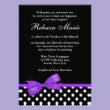 Purple and Black Polka Dots Bow Bat Mitzvah Personalized Invitation