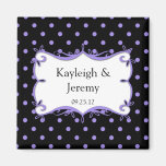 Purple and Black Polka Dots Save The Date Magn Fridge Magnets