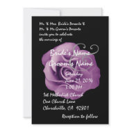 PURPLE and BLACK Rose Wedding Invitation invitation