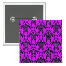 Purple and Black Sea Turtle Pattern Buttons
