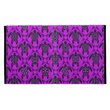 Purple and Black Sea Turtle Pattern iPad Folio Covers