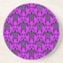 Purple and Black Sea Turtle Pattern Coaster