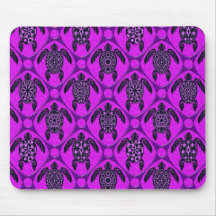 Purple and Black Sea Turtle Pattern Mouse Pad