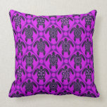 Purple and Black Sea Turtle Pattern Pillow