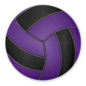 Purple and Black Volleyball Ceramic Knob