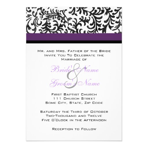 Purple and Black Wedding Invitation