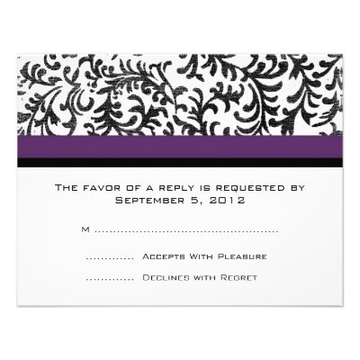 Purple and Black Wedding RSVP Personalized Invitations