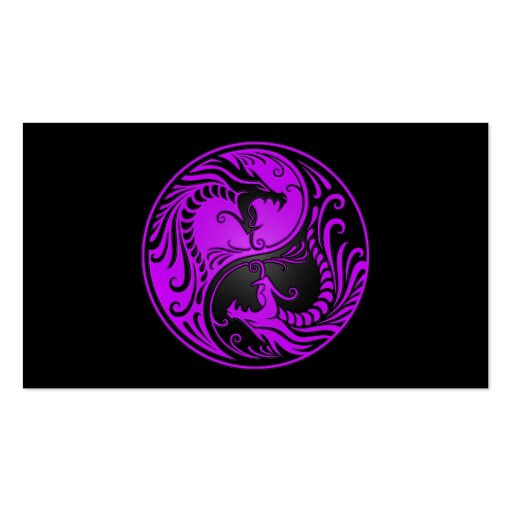 Purple and Black Yin Yang Dragons Business Card Templates (front side)