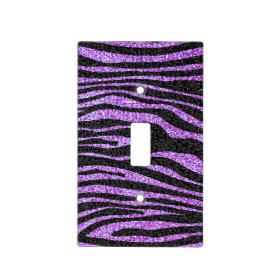 Purple and black Zebra stripe animal print Light Switch Plates