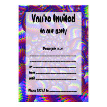 Purple and Blue Balls Fractal Pattern Custom Invitations