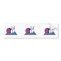 purple and blue bowling design bumper stickers