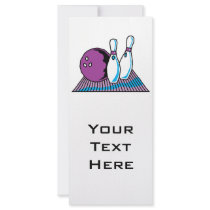 purple and blue bowling design rack card template