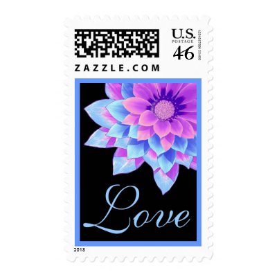 Purple and Blue Daisy Wedding Stamp by JaclinArt