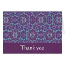 Purple and Blue Elegant Pattern thank you card cards