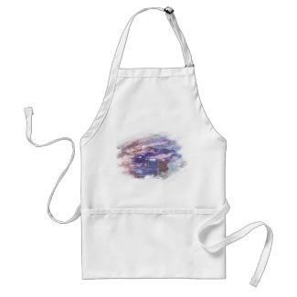 Purple and blue faded rose scratched art print apron