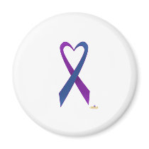 Purple And Blue Heart Shaped Awareness Ribbon magnets by awareness Purple And Blue Heart Shaped Awareness Ribbon magnets