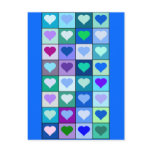 Purple and Blue Heart Squares Postcards