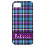 Purple and Blue Plaid with Customizable Name iPhone 5 Cover