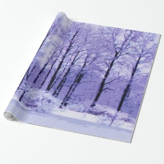 Purple and Blue Winter Pond Wrapping Paper