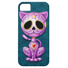 Purple and Blue Zombie Sugar Kitten iPhone 5 Cases