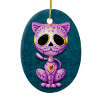 Purple and Blue Zombie Sugar Kitten Ornament