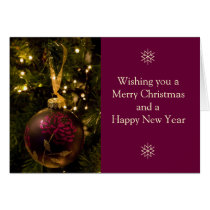 Purple and Burgundy Christmas Bauble Card