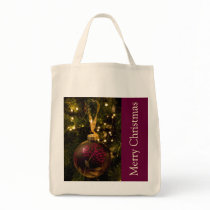 Purple and Burgundy Christmas Bauble Tote Bags