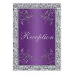 Purple and FAUX Silver Foil Floral Enclosure Card Business Card Template