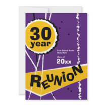 Purple and Gold 30 Year Class Reunion Invitation