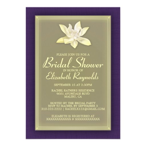 Purple and Gold Bridal Shower Invitations