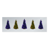 Purple and Gold Christmas Tree Slim Gift Tag business cards