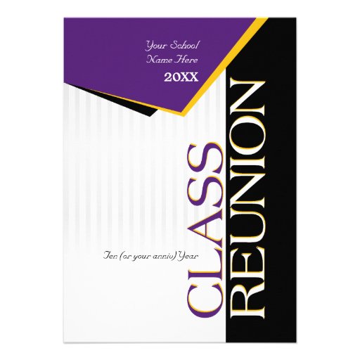 Purple and gold Class Reunion Invitation